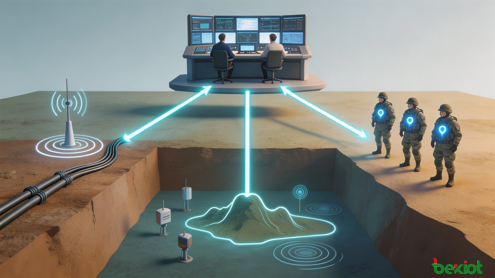 Underground coal mine dispatch and command architecture with mine telephones, leaky feeder radio, personnel tracking, atmospheric monitoring, and command center integration