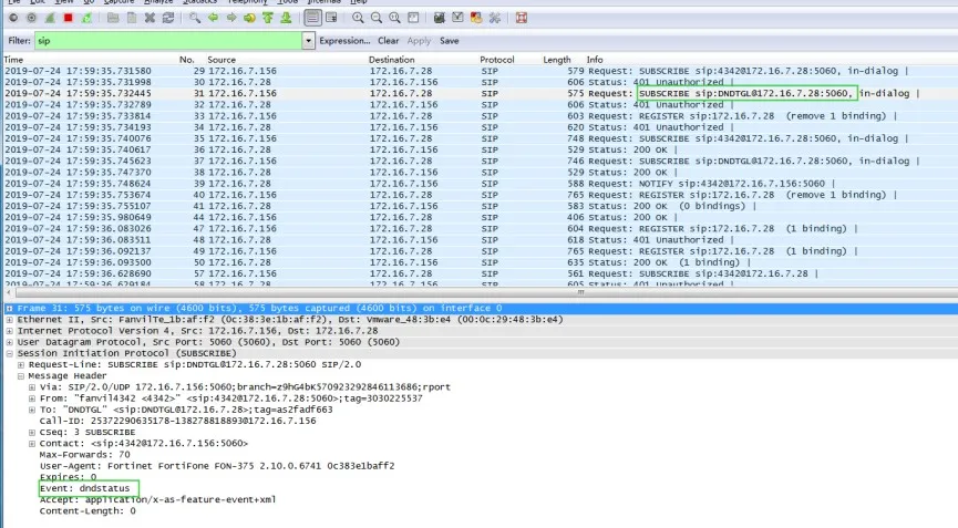 DND status when the phone changes status