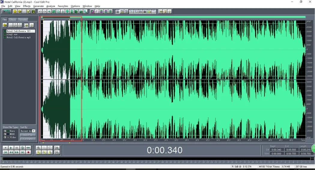 Selected music segment