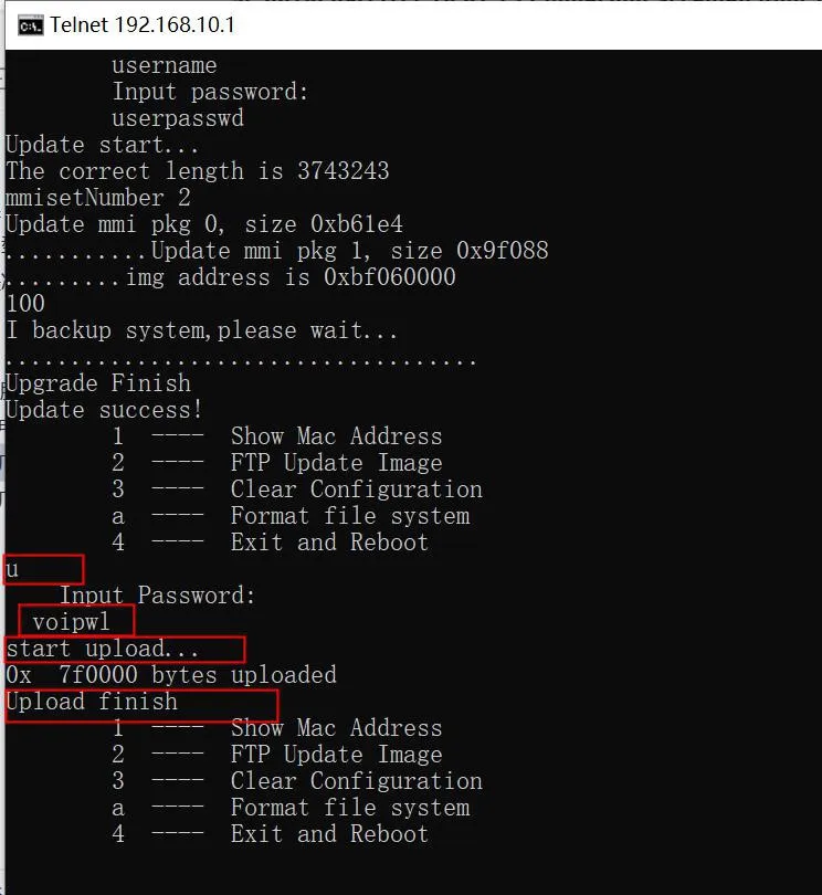 Flash export command in POST mode