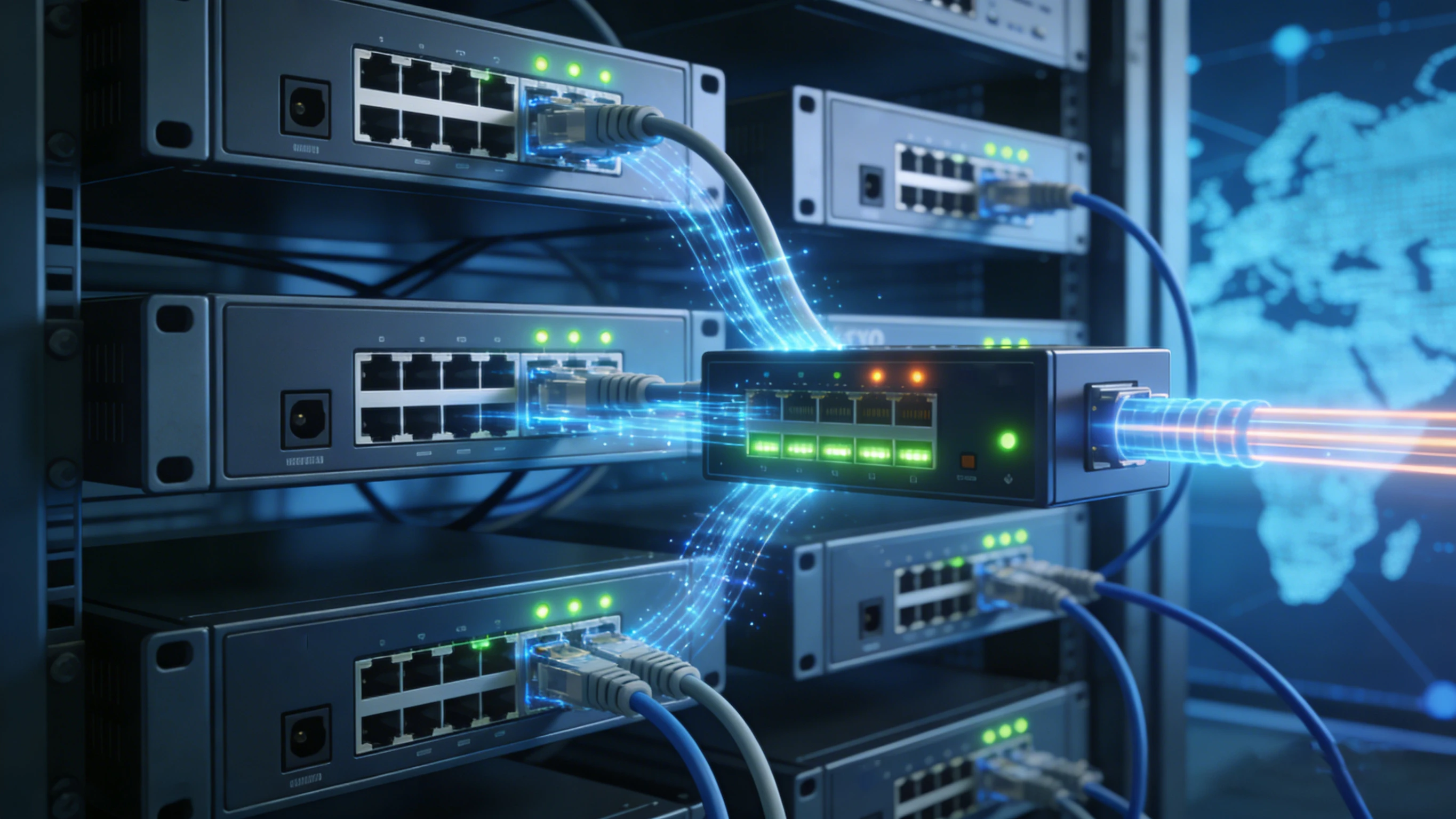 Step-by-step call flow diagram showing an incoming PSTN call passing through an FXO gateway to an IP PBX and SIP desk phone