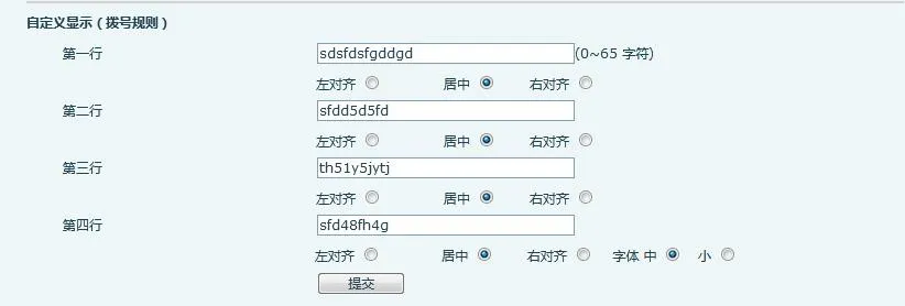 Custom Display (Dialing Rules) Settings Interface