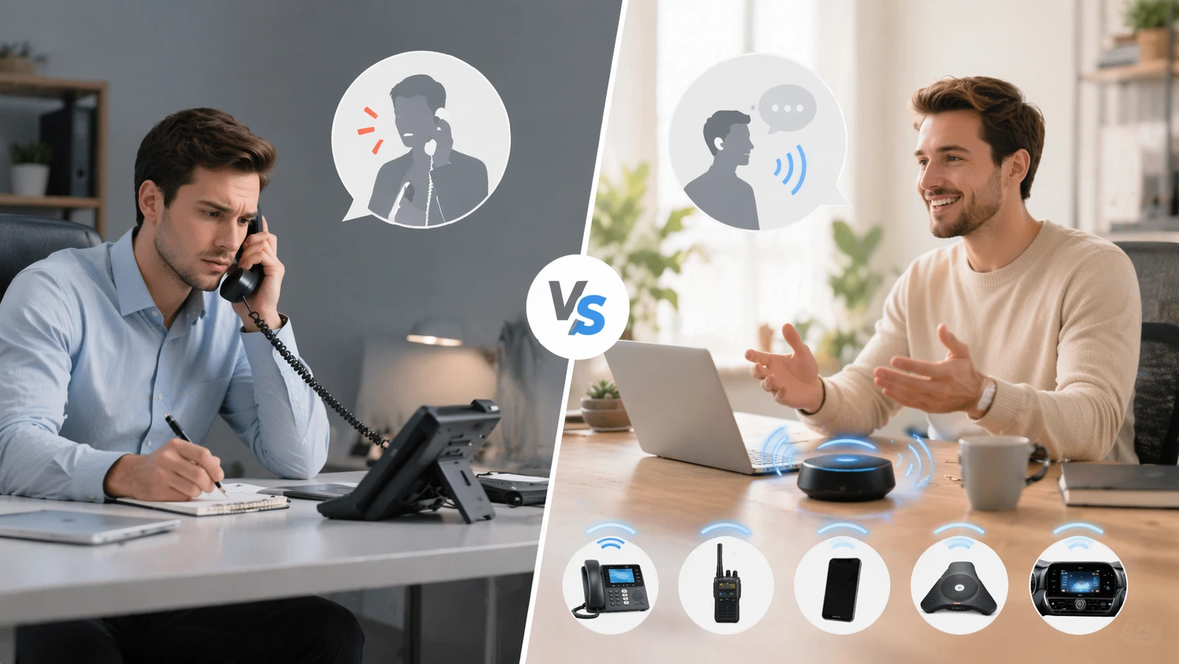 Hands-free calling using speakerphone and microphone in office and communication environments