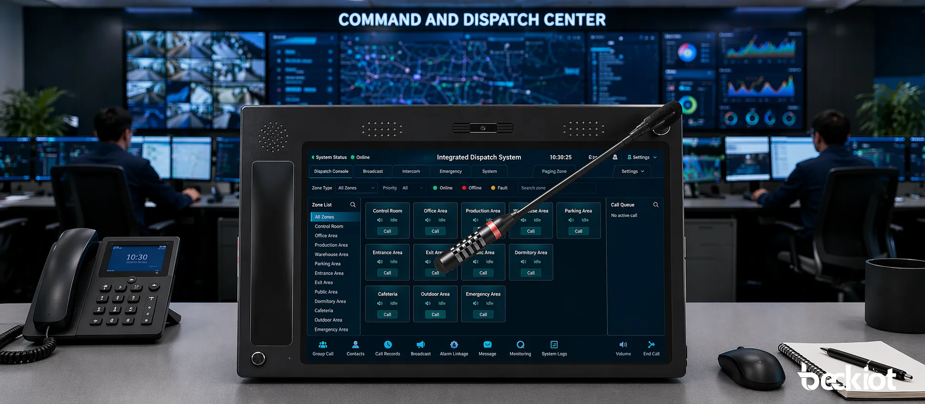 BK-DSC-173 IP Dispatch Console connected to a unified communication dispatch system